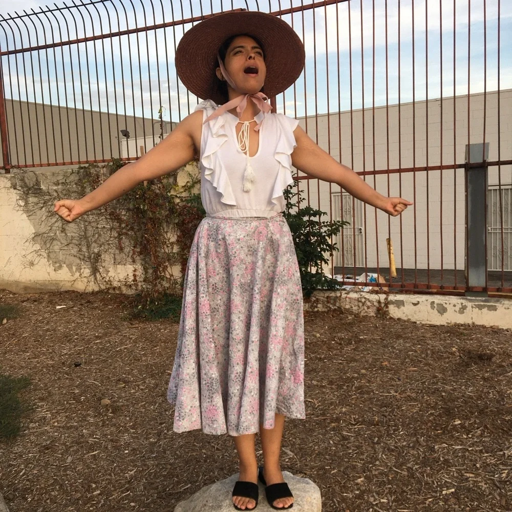 VINTAGE 50s HANDMADE SKIRT WITH POCKET - Picture 8 of 15